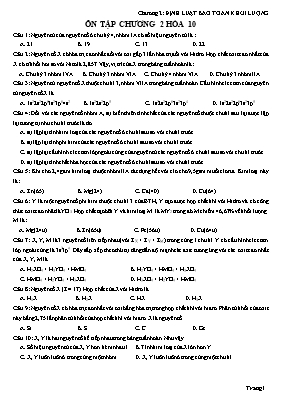 Ôn tập chương 2 Hóa 10